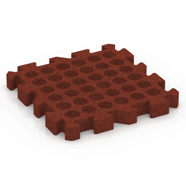 Aufsicht auf die Unterseite, also die Bodenseite von WARCO-Formteil 6406 - Fallschutzplatte – 220 cm im Format 50 x 50 x 6 cm | 0,25 m².