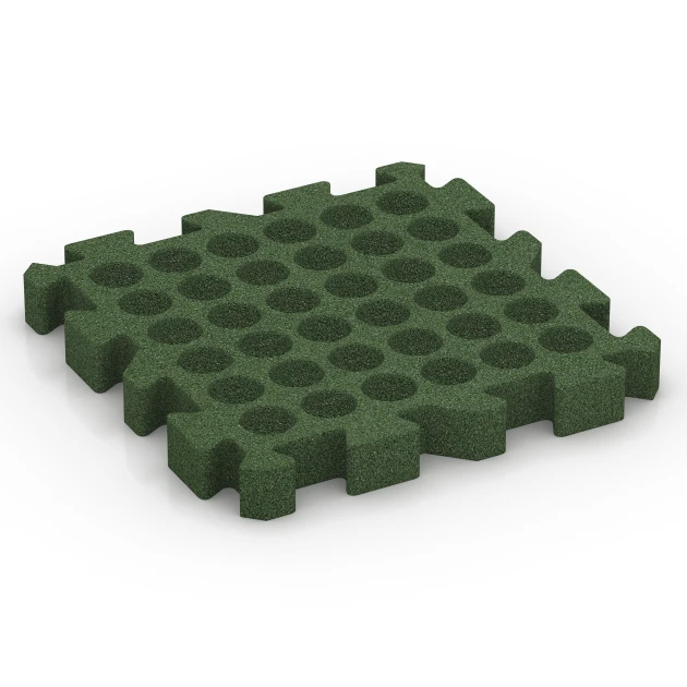 Aufsicht auf die Unterseite, also die Bodenseite von WARCO-Formteil 6407 - Fallschutzplatte – 220 cm im Format 50 x 50 x 6 cm | 0,25 m².