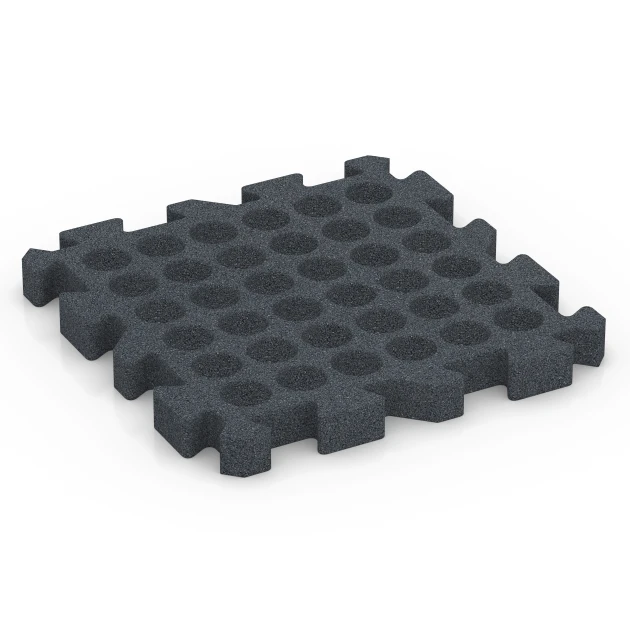 Aufsicht auf die Unterseite, also die Bodenseite von WARCO-Formteil 6404 - Fallschutzplatte – 190 cm im Format 50 x 50 x 5 cm | 0,25 m².