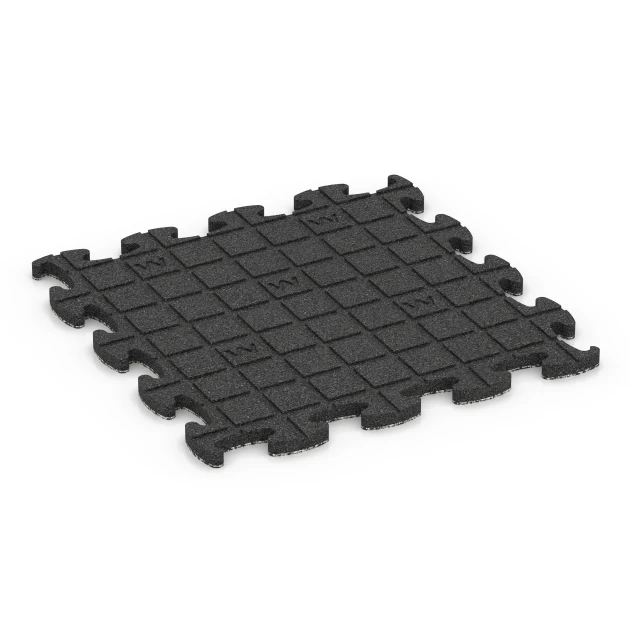 La vue du dessous ou de la face inférieure, c’est-à-dire la face inférieure de la pièce moulée WARCO 6842 - Fitness Active dalle au format 46 x 46 × 2,8 cm.