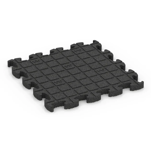 La vue du dessous ou de la face inférieure, c’est-à-dire la face inférieure de la pièce moulée WARCO 6877 - Dalle Fitness Max au format 46 x 46 × 2,8 cm.