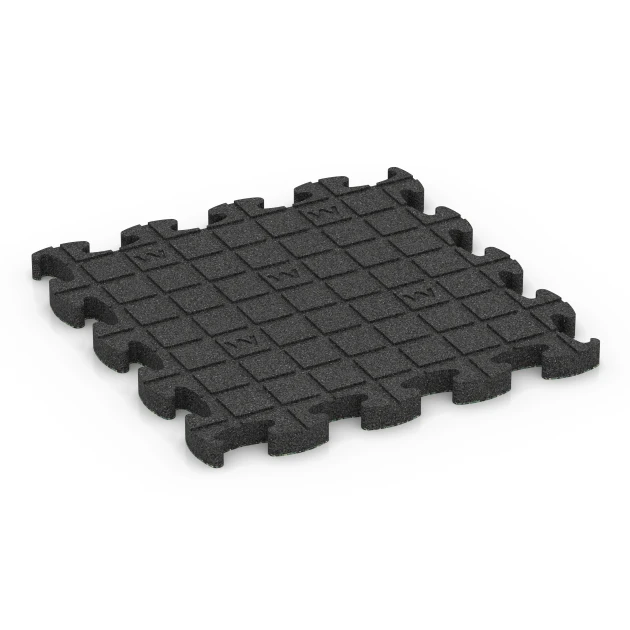 La vue du dessous ou de la face inférieure, c’est-à-dire la face inférieure de la pièce moulée WARCO 6879 - Dalle Fitness Max au format 46 x 46 × 2,8 cm.