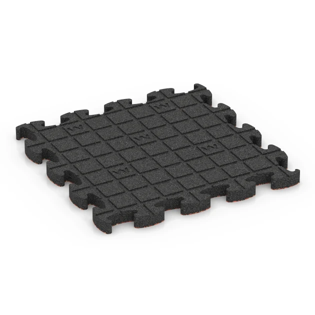 La vue du dessous ou de la face inférieure, c’est-à-dire la face inférieure de la pièce moulée WARCO 6881 - Dalle Fitness Max au format 46 x 46 × 2,8 cm.