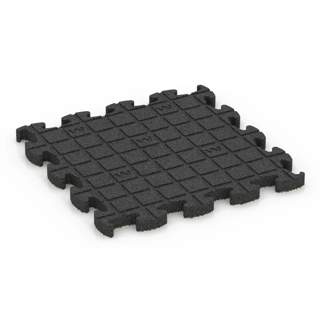 La vue du dessous ou de la face inférieure, c’est-à-dire la face inférieure de la pièce moulée WARCO 6883 - Dalle Fitness Max au format 46 x 46 × 2,8 cm.