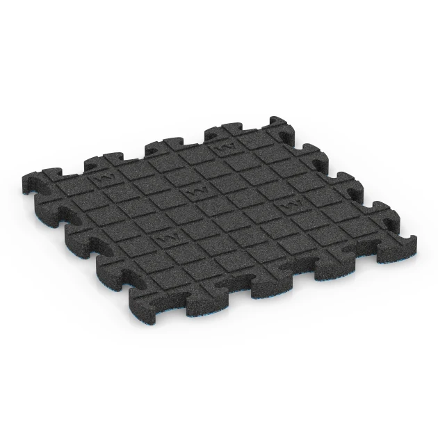 La vue du dessous ou de la face inférieure, c’est-à-dire la face inférieure de la pièce moulée WARCO 6884 - Dalle Fitness Max au format 46 x 46 × 2,8 cm.