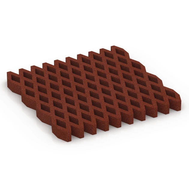 Aufsicht auf die Unterseite, also die Bodenseite von WARCO-Formteil 7013 - Fallschutz-Rasengittermatte im Format 100 × 100 × 8 cm.