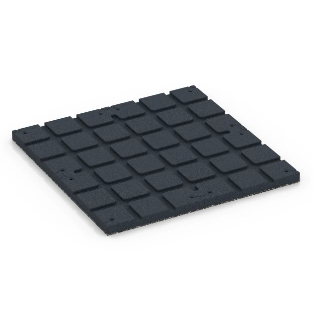 Aufsicht auf die Unterseite, also die Bodenseite von WARCO-Formteil 7132 - Outdoor-Fitnessboden im Format 60 x 60 x 3 cm | 0,36 m².