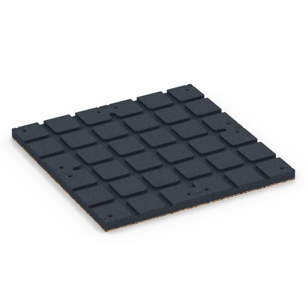 Aufsicht auf die Unterseite, also die Bodenseite von WARCO-Formteil 7135 - Outdoor-Fitnessboden im Format 60 x 60 x 3 cm | 0,36 m².