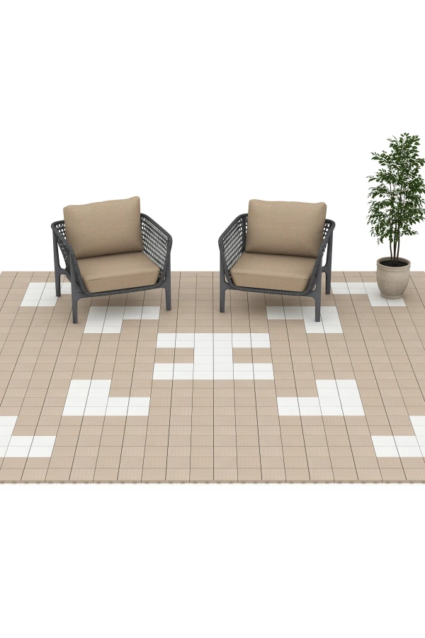 Beispielhafte Verlegung für den Artikel 6351 von WARCO - Mosaïque – Dalle clipsable, Farbton Vanille in der Abmessung 30 x 30 x 2 cm.