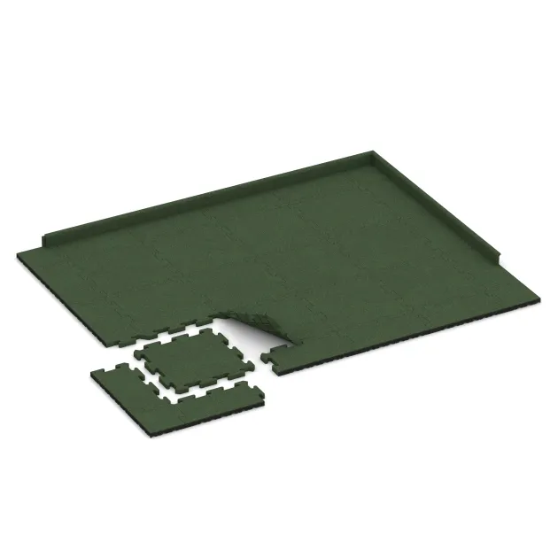 La situation d'installation typique du produit 4181 de WARCO - Revêtement sportif en caoutchouc, en couleur Vert gazon dans les dimensions 500 x 500 x 30 mm.