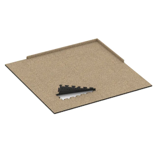 La situation d'installation typique du produit 3234 de WARCO - Tapis de Protection Fitness HD, en couleur Travertin dans les dimensions 1000 x 1000 x 30 mm.