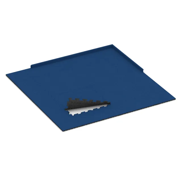 La situation d'installation typique du produit 5810 de WARCO - Tapis de Protection Fitness, en couleur Bleu Gentiane dans les dimensions 1000 x 1000 x 30 mm.
