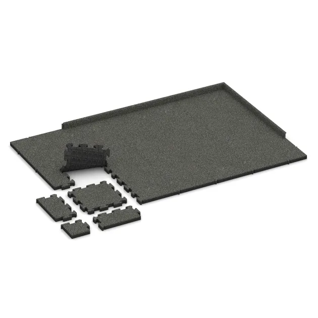 Typische Verlegung oder Einbausituation für den Artikel 3025 von WARCO - Outdoor-Klickfliese, Farbton Dunkelgrauer Granit in der Abmessung 500 x 500 x 50 mm.
