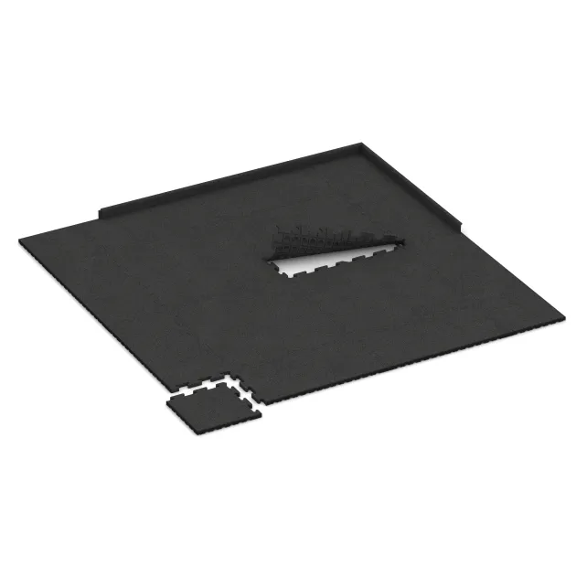 La situation d'installation typique du produit 5085 de WARCO - Dalle d’angle HD, en couleur Anthracite dans les dimensions 485 x 485 x 30 mm.