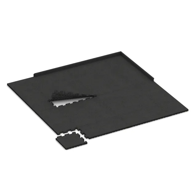 La situation d'installation typique du produit 5163 de WARCO - Dalle d’angle HD, en couleur Anthracite dans les dimensions 485 x 485 x 40 mm.
