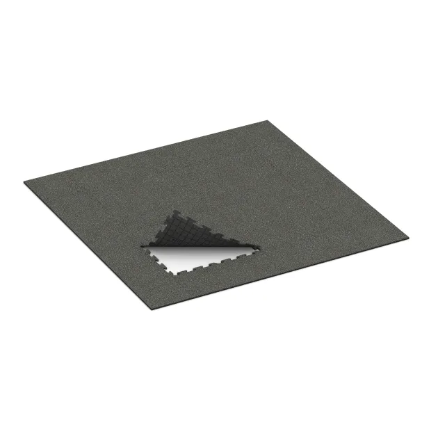 La situation d'installation typique du produit 3925 de WARCO - Dalle polyvalente pour chiens, en couleur Granit foncé dans les dimensions 1000 x 1000 x 18 mm.
