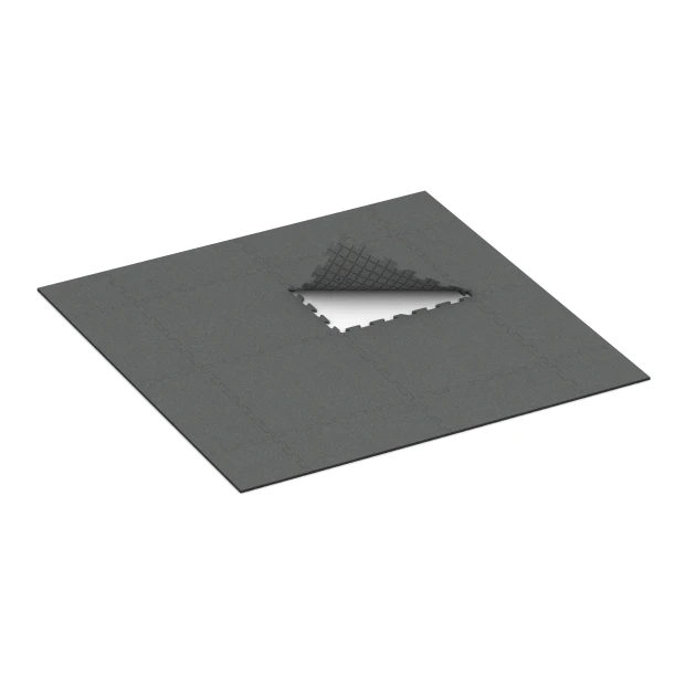Typische Verlegung oder Einbausituation für den Artikel 0373 von WARCO - Bodenschutzmatte 1,8 cm – Fitness, Farbton Schiefergrau in der Abmessung 100 x 100 x 1,8 cm | 1,00 m².
