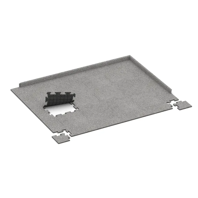 Typische Verlegung oder Einbausituation für den Artikel 4682 von WARCO - Eckplatte, Farbton Grau Melange in der Abmessung 235 x 235 x 18 mm.