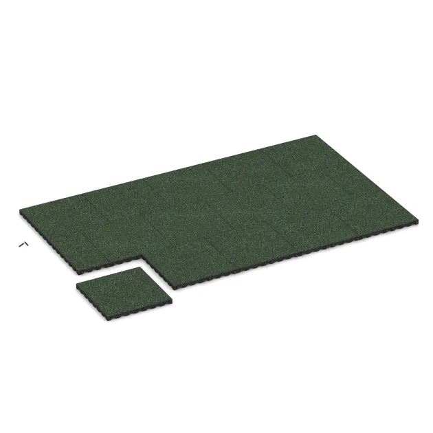 Typische Verlegung oder Einbausituation für den Artikel 5344 von WARCO - Fallschutzplatte, Farbton Englischer Rasen in der Abmessung 500 x 500 x 40 mm.