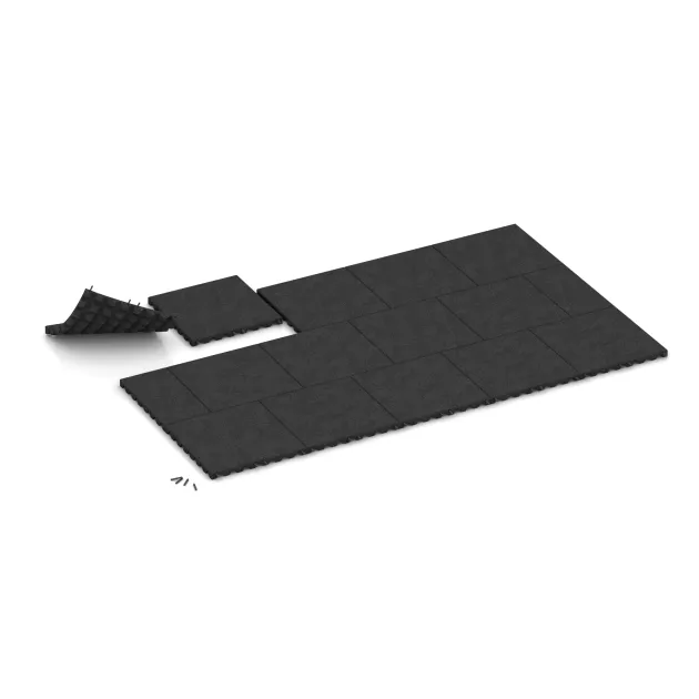 Typische Verlegung oder Einbausituation für den Artikel 0616 von WARCO - Wandschutzplatte, Farbton Anthrazit in der Abmessung 500 x 500 x 40 mm.