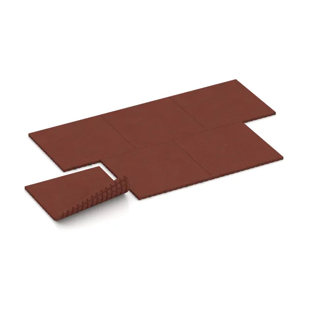 La situation d'installation typique du produit 5665 de WARCO - Tapis aire de jeux 4 cm - EN 1177 ≤ 110 cm, en couleur Rouge brique dans les dimensions 1000 x 1000 x 40 mm.