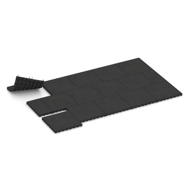 Typische Verlegung oder Einbausituation für den Artikel 0654 von WARCO - Wandschutzplatte, Farbton Anthrazit in der Abmessung 500 x 500 x 45 mm.