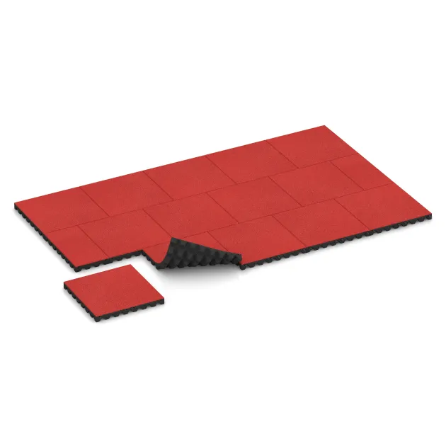 La situation d'installation typique du produit 5572 de WARCO - Dalle amortissante 5 cm - EN 1177 ≤ 145 cm, en couleur Rouge corail dans les dimensions 500 x 500 x 50 mm.