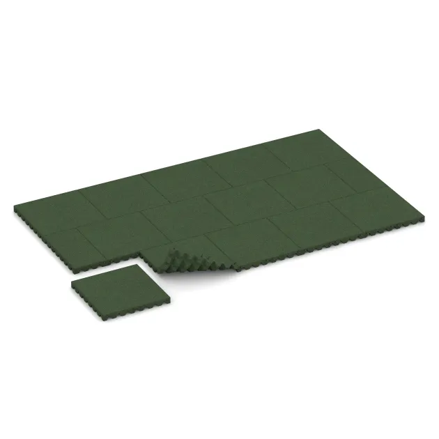 Typische Verlegung oder Einbausituation für den Artikel 0692 von WARCO - Fallschutzplatte, Farbton Grasgrün in der Abmessung 500 x 500 x 50 mm.