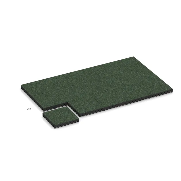 Typische Verlegung oder Einbausituation für den Artikel 5365 von WARCO - Fallschutzplatte, Farbton Englischer Rasen in der Abmessung 500 x 500 x 80 mm.