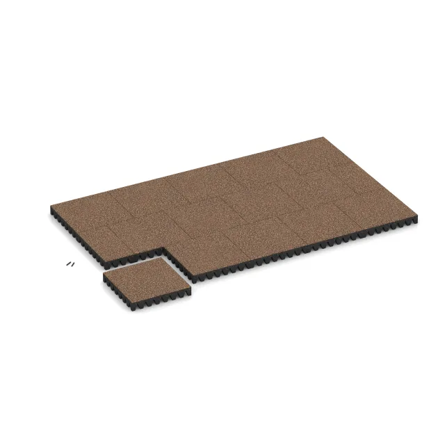 Typische Verlegung oder Einbausituation für den Artikel 5363 von WARCO - Fallschutzplatte, Farbton Bast & Borke in der Abmessung 500 x 500 x 80 mm.