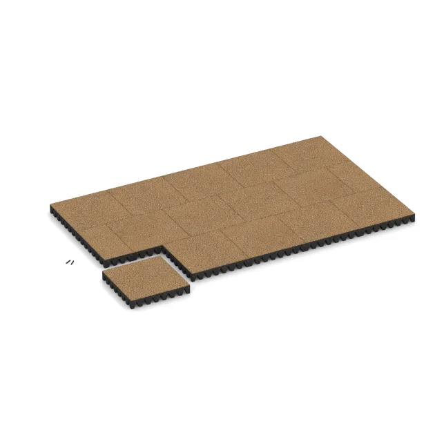 Typische Verlegung oder Einbausituation für den Artikel 5371 von WARCO - Fallschutzplatte, Farbton Rattan Lounge in der Abmessung 500 x 500 x 80 mm.