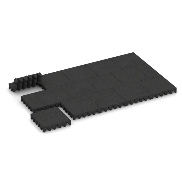 Typische Verlegung oder Einbausituation für den Artikel 3836 von WARCO - Fallschutzplatte, Farbton Schwarz in der Abmessung 500 x 500 x 100 mm.