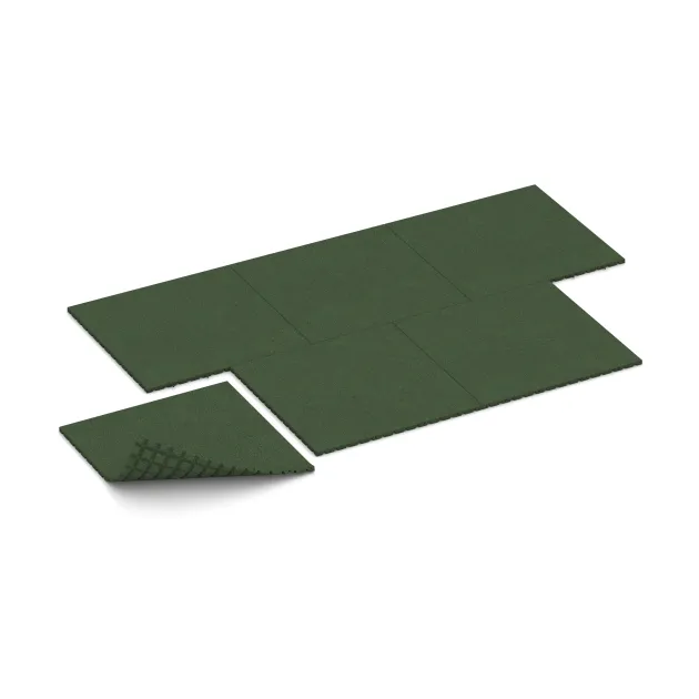 Typische Verlegung oder Einbausituation für den Artikel 5659 von WARCO - Fallschutzmatte 3 cm - EN 1177 ≤ 90 cm, Farbton Grasgrün in der Abmessung 1000 x 1000 x 30 mm.
