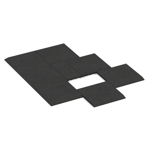 La situation d'installation typique du produit 0425 de WARCO - Dalle latérale (un côté biseauté), en couleur Anthracite dans les dimensions 500 x 500 x 30 mm.
