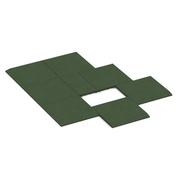 La situation d'installation typique du produit 0423 de WARCO - Dalle latérale (un côté biseauté), en couleur Vert gazon dans les dimensions 500 x 500 x 30 mm.