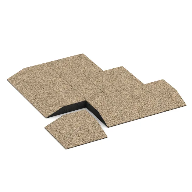 Typische Verlegung oder Einbausituation für den Artikel 3822 von WARCO - Eck-Platte (zwei Seiten abgeschrägt), Farbton Travertin in der Abmessung 500 x 500 x 100 mm.