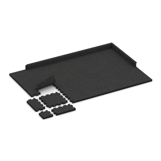 Typische Verlegung oder Einbausituation für den Artikel 5270 von WARCO - Steinteppich-Klickfliese, Farbton Anthrazit in der Abmessung 306 x 306 x 30 mm.