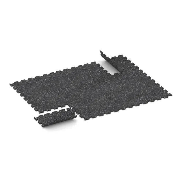 Typische Verlegung oder Einbausituation für den Artikel 3780 von WARCO - Fitness Performance Elite Trainingsboden, Farbton Leicht Grau Gesprenkelt in der Abmessung 500 x 500 x 15 mm.