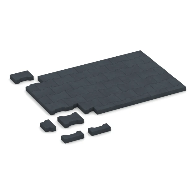 Typische Verlegung oder Einbausituation für den Artikel 7071 von WARCO - Pflasterstein, Farbton Schiefergrau in der Abmessung 20 x 16,5 x 4,5 cm | 0,0278 m².