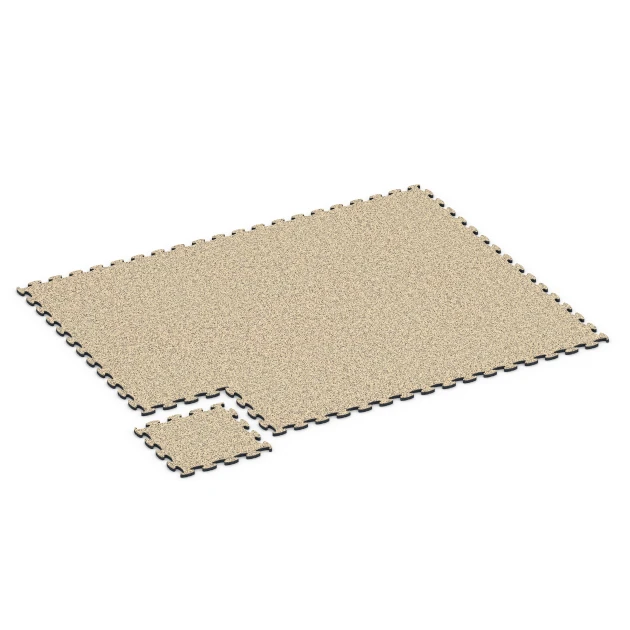 Typische Verlegung oder Einbausituation für den Artikel 6802 von WARCO - Hundesportboden, Farbton Travertin in der Abmessung 44,6 x 44,6 x 1,8 cm.