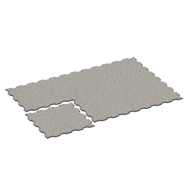 Typische Verlegung oder Einbausituation für den Artikel 6923 von WARCO - Messeboden Klickfliese, Farbton Grauer Granit in der Abmessung 97,1 x 97,1 × 1,8 cm.