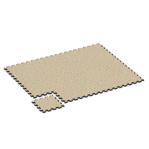 La situation d'installation typique du produit 6883 de WARCO - Dalle Fitness Max, en couleur Travertin dans les dimensions 44,6 x 44,6 × 2,8 cm.