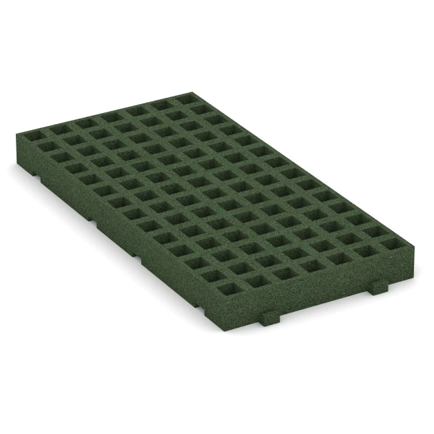 La photo de la face arrière asymétrique d’un produit WARCO 6120: Dalle de gazon, en couleur Vert herbe, dans les dimensions 100 × 50 × 8 cm.