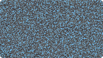 L'échantillon en couleur Bleu vif moucheté de WARCO pour les surfaces bicolores en granulat de caoutchouc SBR noir avec un mélange de 40% d'EPDM bleu.