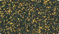 L'échantillon en couleur Pissenlit de WARCO pour les surfaces d'aspect naturel, fabriqué à partir de granulat de caoutchouc EPDM entièrement coloré