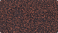 L'échantillon en couleur Rouge moucheté de WARCO pour les surfaces bicolores en granulat de caoutchouc SBR noir avec un mélange de 20% d'EPDM rouge.