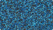 L'échantillon en couleur Atlantique de WARCO pour les surfaces d'aspect naturel, fabriqué à partir de granulat de caoutchouc EPDM entièrement coloré.